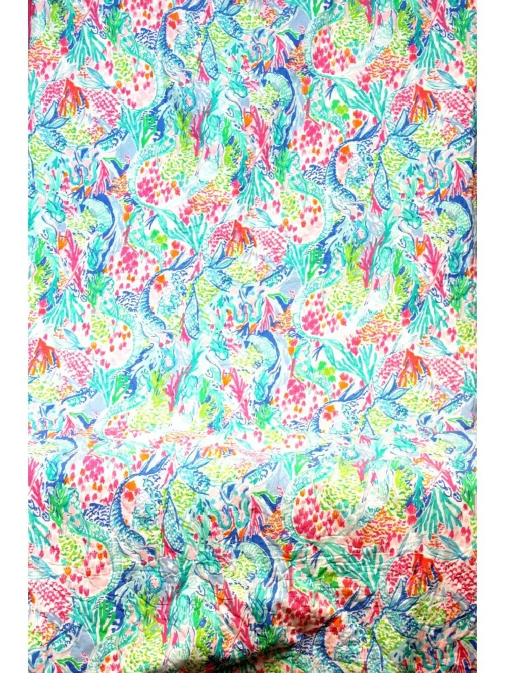 Pottery Barn Lilly Pulitzer Mermaid Cove Blanket Cover Full Size Double 86